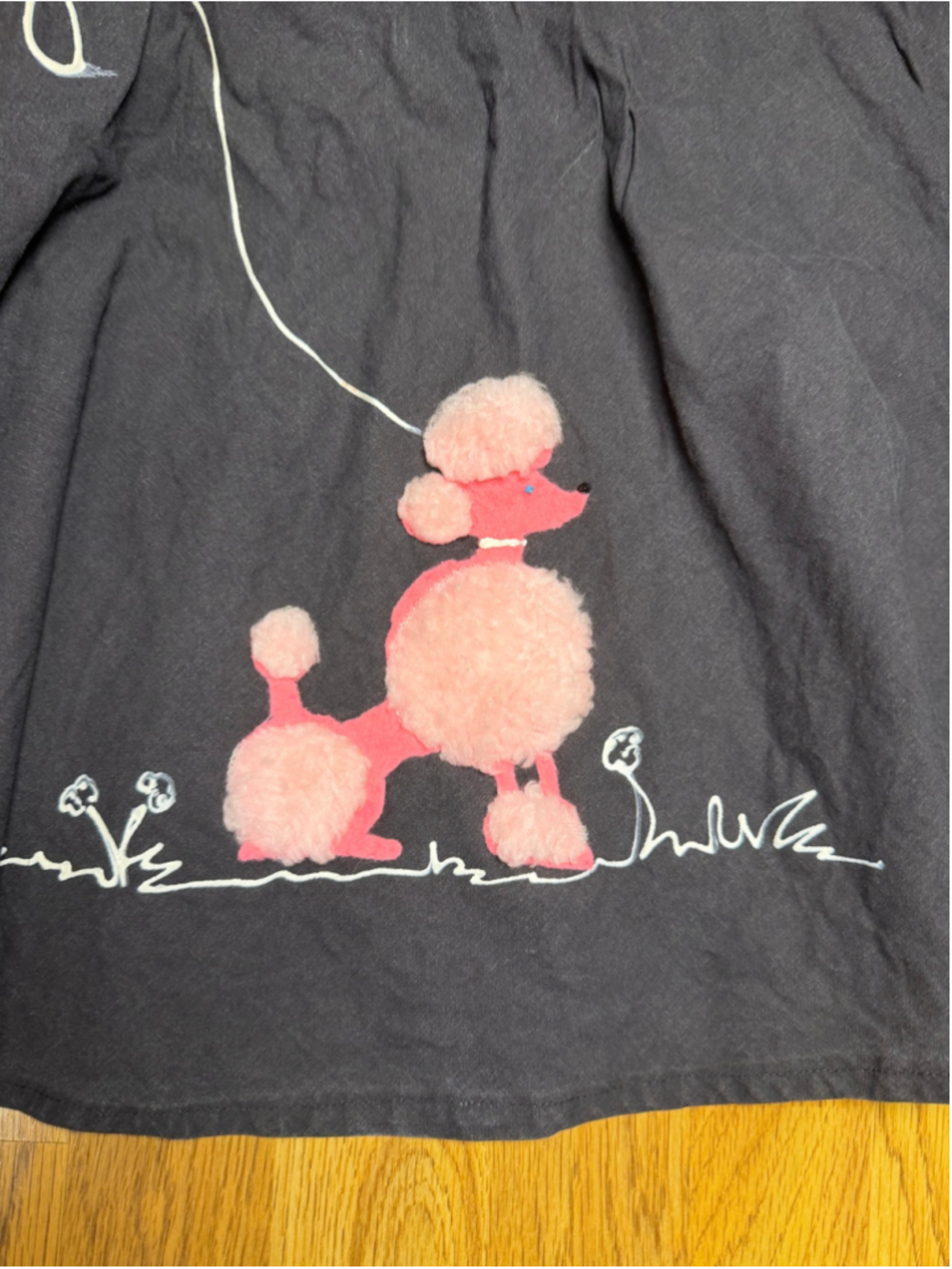 Handmade Vintage Poodle Skirt Black with Pink Poodle S/M